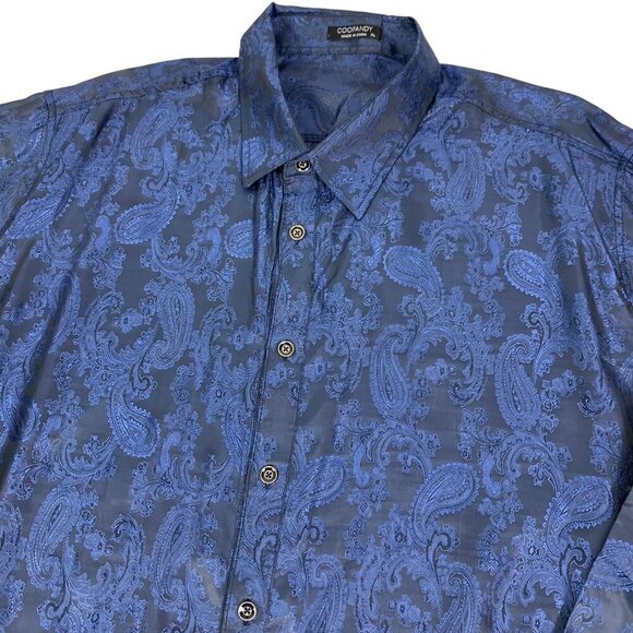 Coofandy Button Down Shirt XL Blue Long Sleeve Dress Casual - Picture 3 of 6